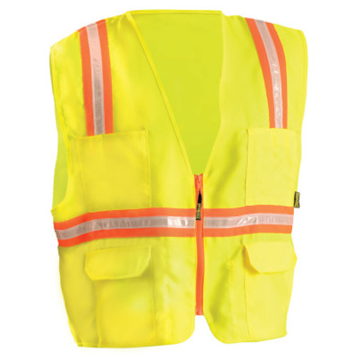 OccuNomix Non-ANSI Contractor Style Solid Vests, XL, Hi-Viz Yellow; Orange Contrast Trim, 1/EA, #LUXXTRANSYXL