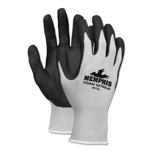 MCR Safety Foam Nitrile Gloves, X-Large, Black/Gray, 12 Pair, #9673XL
