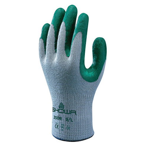 SHOWA Atlas Fit 350 Nitrile-Coated Gloves, Large, Gray/Green, 12 Pair, #350L09