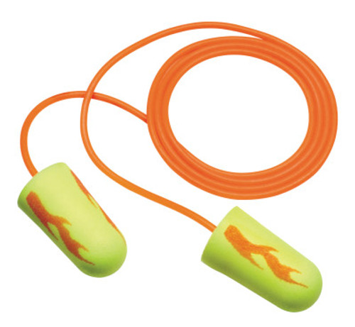 3M E-A-Rsoft Yellow Neon Blasts Foam Earplugs 311-1252, Polyurethane, Yellow, Corded, 200/BX, #7000052721