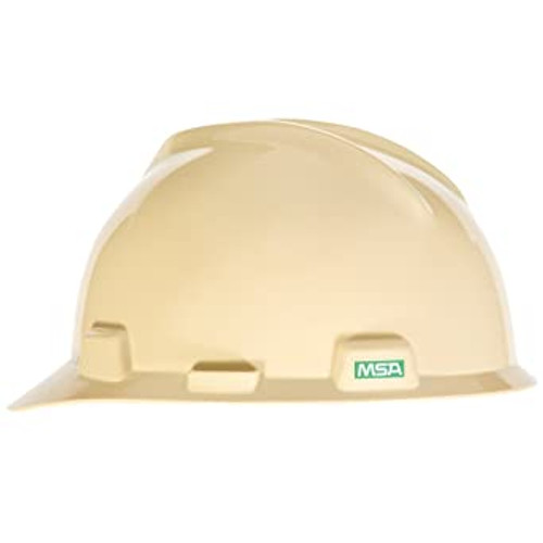 MSA V-Gard Hard Hat, Slotted Cap w/ Staz-On Suspension, Light Buff 20/Case #478237