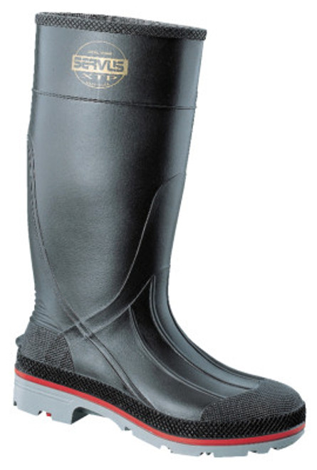Servus XTP PVC Plain Toe Boots, 15 in H, Size 14, Black/Red/Gray, 6/PR #75108-140