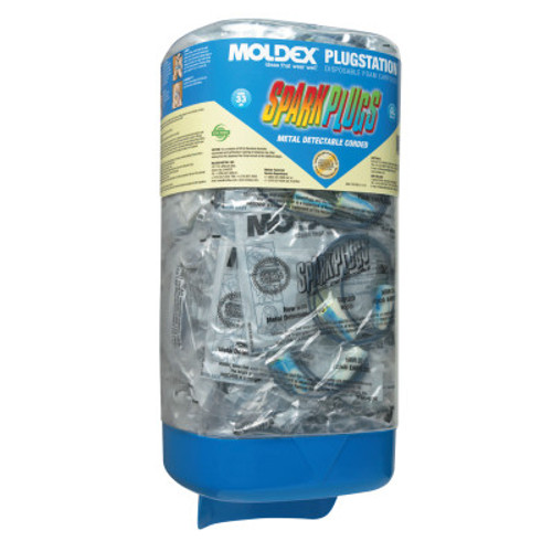 Moldex Plugstation Dispenser with SparkPlugs Corded Metal Detectable Earplugs, Foam, 1/EA, #6881