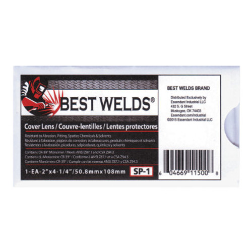 Best Welds Cover Lens, Scratch/Static Resistant, 4-1/4 in x 2 in, 70% CR-39 Plastic, 1/EA, #SP1