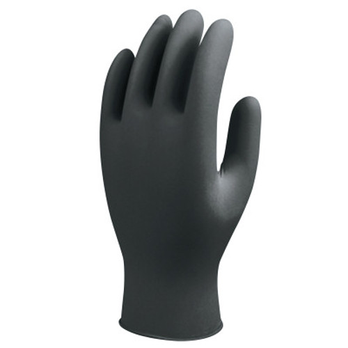 SHOWA 7700 Series Nitrile Gloves, Rolled Cuff, X-Large, Black, 1/DI, #7700PFTXL