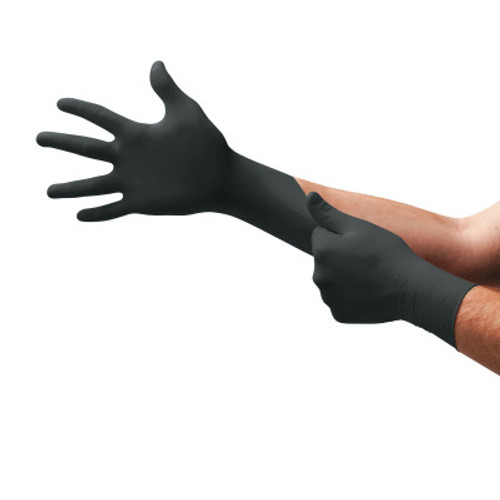 Ansell Onyx Disposable Gloves, Nitrile, Finger - 13 mm; Palm - 9 mm, X-Large, Black, 100/BX, #N644