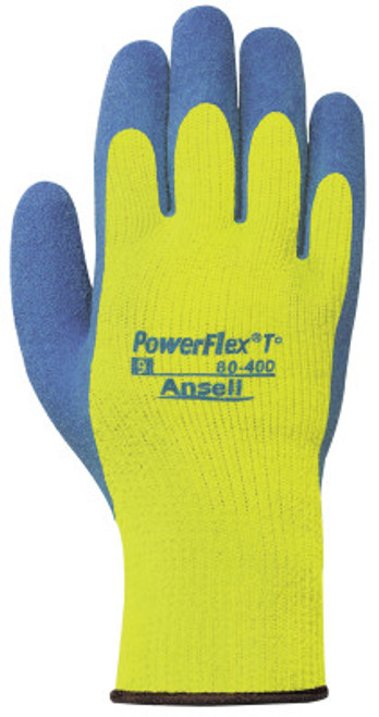 Ansell PowerFlex T Hi Viz Yellow Gloves, 10, Blue/Bright Yellow, 6/BX, #103512