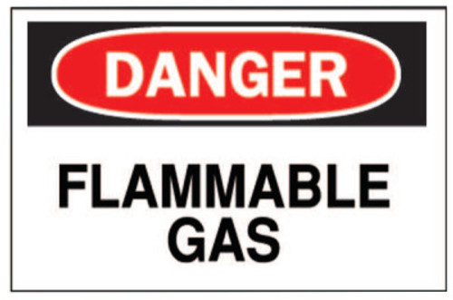 Brady Chemical & Hazardous Material Signs, Danger/Flammable Gas, White/Red/Black, 1/EA, #72230