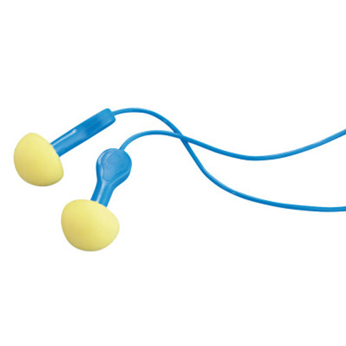 3M E-A-R Express Pod Plugs Earplug 311-1114, Polyurethane, Yellow/Blue, Corded, 100/BX, #7000002309