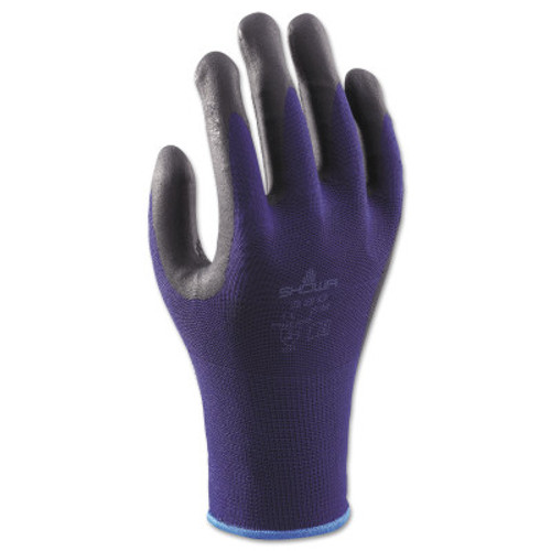 SHOWA 380 Coated Gloves, 8/Large, Black/Blue, 12 Pair, #380L08