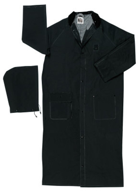 MCR Safety Classic Plus Rider Rain Coat, 0.35 mm PVC/Polyester, Black, 49 in 5X-Large, 1/EA, #267CX5