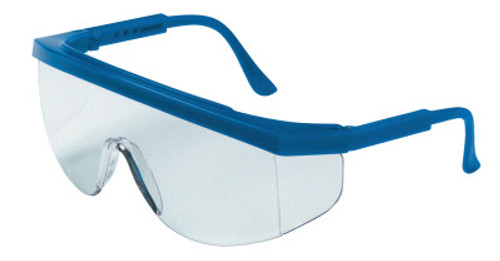 MCR Safety Tomahawk Protective Eyewear, Clear Lens, Duramass Hard Coat, Blue Frame, Nylon, 1/EA, #TK120