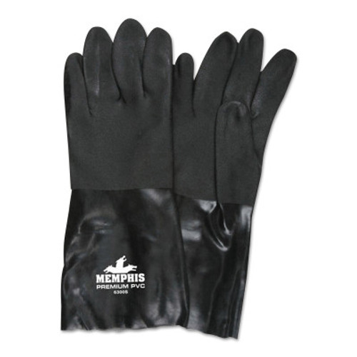 MCR Safety DOUBLE-DIPPED PVC BLACK GLOVES ROUGH FINIS, 12 Pair, #6100S