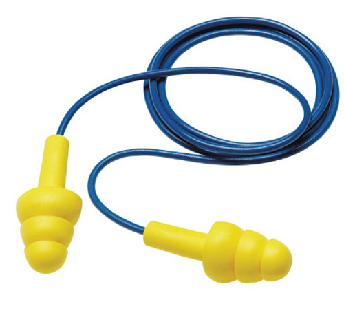 3M E-A-R Ultrafit Earplugs 340-4004, Elastomeric Polymer, Yellow, Corded, Box, 100/BX, #7000002320