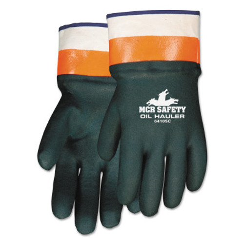 MCR Safety Oil Hauler Premium Double Dip PVC Coated Gloves, Large, Dark Green, 12 Pair, #6410SC