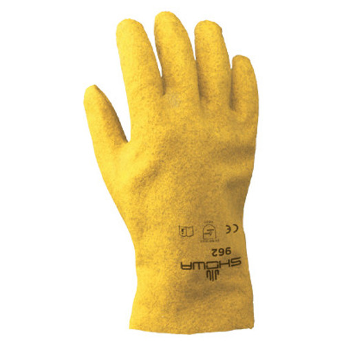 SHOWA 962 Series Gloves, 11/X-Large, Gray/Yellow, 12 Pair, #962XL11
