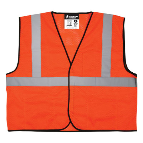 MCR Safety Safety Vests, X-Large, Fluorescent Orange, 1/EA, #VCL2MOXL