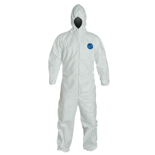 DuPont Tyvek 400 Hooded Coveralls w/Elastic Wrists/Ankles, White, Lg, Vend Pk, 25/CA, #TY127SWHLG0025VP