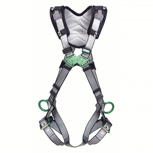 MSA V-FIT Full-Body Harness, RaceFLEX Buckle, Back and Hip D-Rings, Standard, 1/EA, #10194909