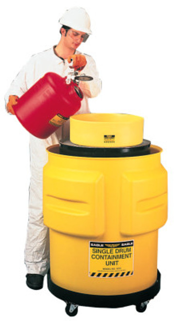 Eagle Mfg Spill Containment Drums, Yellow, 65 gal,  33 in x 31 in, 1/EA, #1612