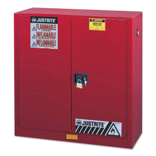 Justrite Safety Cabinets for Combustibles, Self-Closing Cabinet, 40 Gallon, Red, 1/EA, #893031