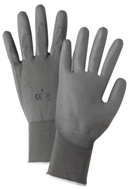 West Chester Polyurethane Coated Gloves, Large, Gray, 12 Pair, #713SUCGL