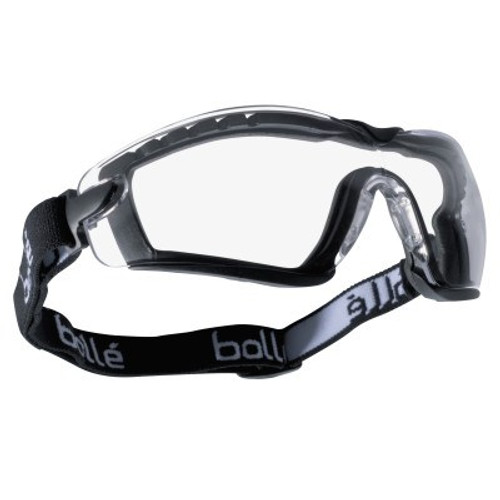 Bolle Cobra Safety Glass w/ Strap & Foam, Anti-Scratch Anti-Fog Clear Lenses, BK/Gray, 10/BX, #40091