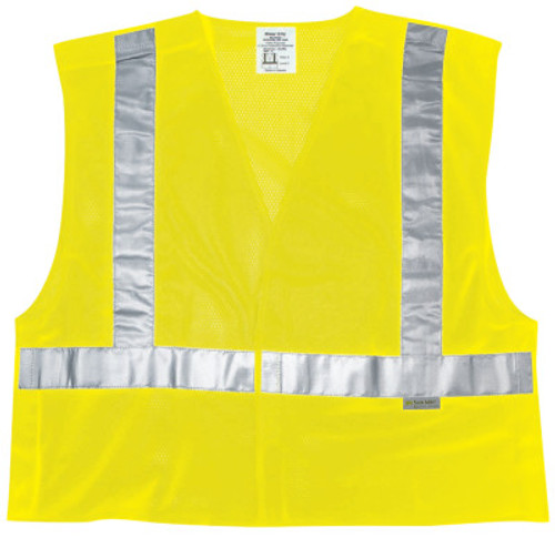 MCR Safety Luminator Class II Tear-Away Safety Vests, Medium, Fluorescent Lime, 1/EA, #CL2MLM