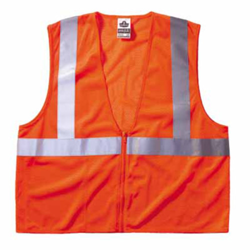 Ergodyne GloWear 8210Z Class 2 Economy Vests with Pocket, Zipper Closure, S/M, Orange, 1/EA, #21043