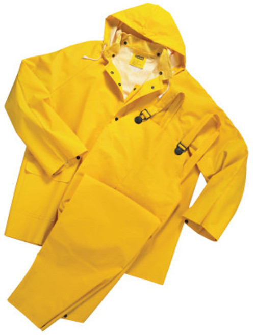 Anchor Products 3-Piece Rainsuit, Jacket/Hood/Overalls, 0.35 mm PVC/Poly, Yellow, Large, 1/EA, #4035L
