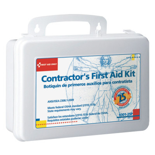 First Aid Only Contractor's First Aid Kits, 25 Person, Plastic, Portable; Wall Mounted, 1/EA, #930125P