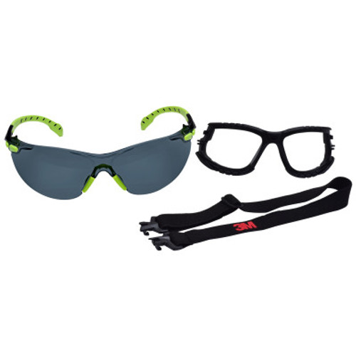 3M Solus 1000-Series Protective Eyewear, Gray Lens, Anti-Fog, Black/Green Frame, 20/CA, #7100079180