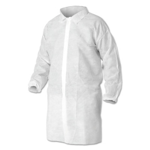 Kimberly-Clark Professional KleenGuard A10 Light Duty Lab Coats, Large, Elastic Wrist, 50/CA, #40103