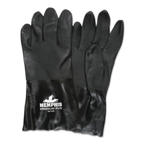 MCR Safety DOUBLE-DIPPED PVC BLACKGLOVES ROUGH FINIS, 12 Pair, #6212S