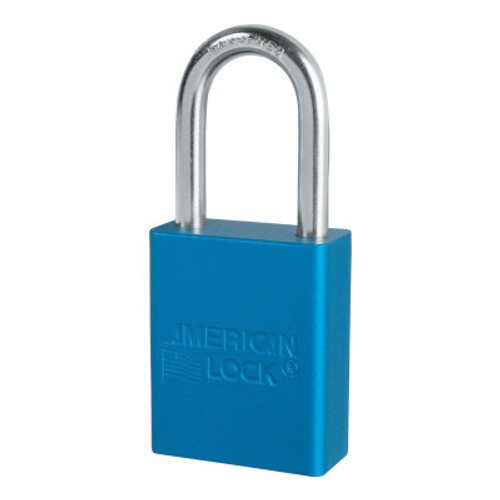 Master Lock Solid Aluminum Padlocks, 1/4 in Diam., 1-1/2 in L X 3/4 in W, Blue, 1/EA, #A1106BLU