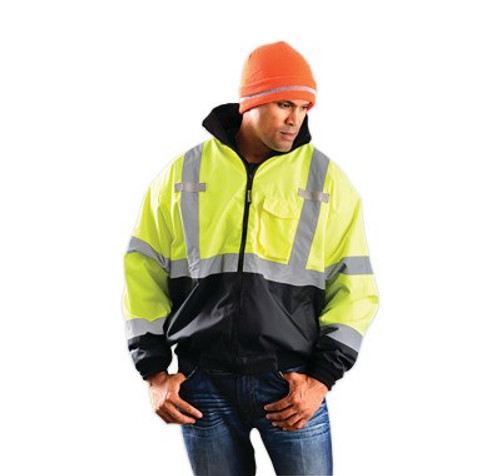 OccuNomix Three-Way Black Bottom Bomber Jacket, X-Large, Black/Yellow, 1/EA, #LUXETJBJRBYXL