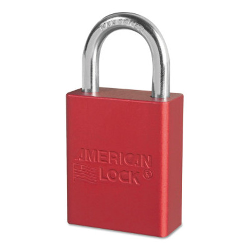 American Lock Solid Aluminum Padlocks, 1/4 in Diam., 1 in L X 3/4 in W, Red, 1/EA, #A1105RED