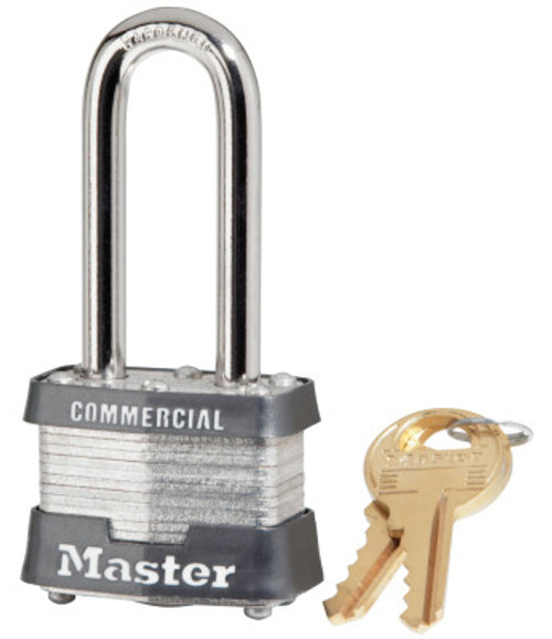Master Lock No. 3 Laminated Steel Pin Tumbler Padlocks,9/32" Dia, 2" L X 5/8" W, Silver/Blue, 4/BOX, #3DLHCOM