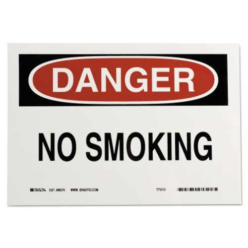 Brady Health & Safety Signs, Danger - No Smoking, 7X10 Polyester Sticker, 1/EA, #88370