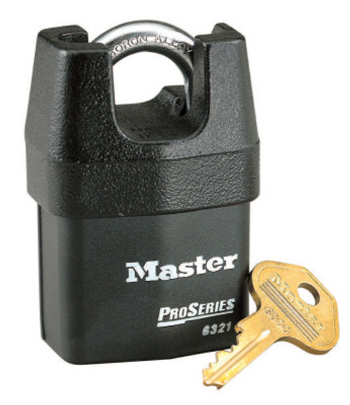 Master Lock Pro Series High Security Padlocks-Solid Iron Shroud, 5/16" Dia, 3/4" L X 7/8" W, 6/BX, #6321