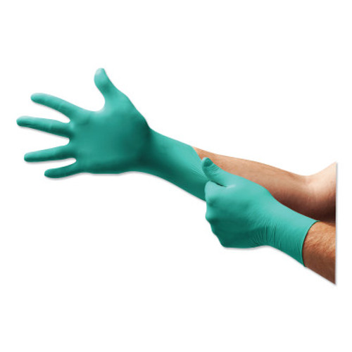 Ansell Touch N Tuff Disposable Gloves, Powder Free, Nitrile, 4 mil, 6.5 - 7, Green, 1/BX, #105077