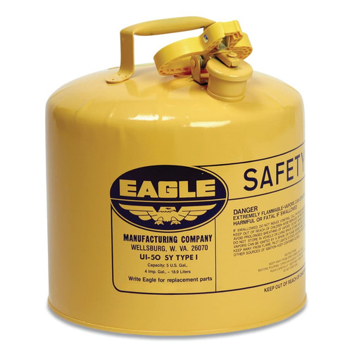 Eagle Mfg Type l Safety Can, 5 gal, Yellow, Flame Arrestor, Squeeze Handle, 1/CN #UI50SY