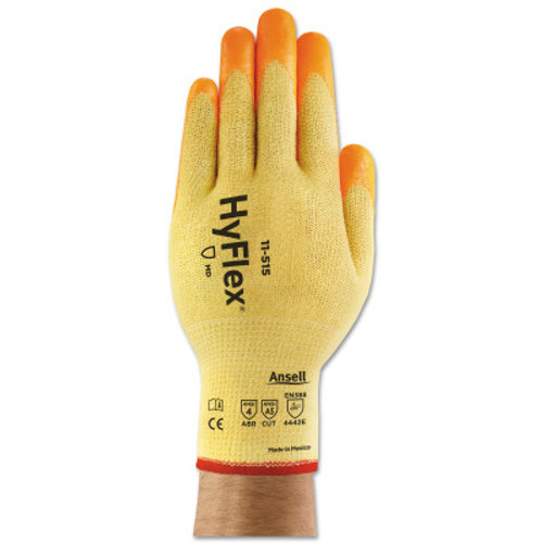 Ansell Hyflex Gloves, Nitrile Coated, Size 8, Orange, 12 Pair, #111939