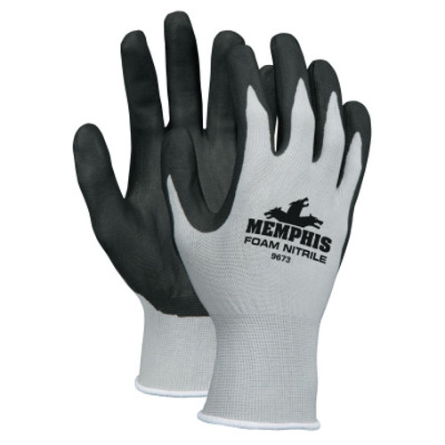 MCR Safety Foam Nitrile Gloves, Medium, Black/Gray, 12 Pair, #9673M