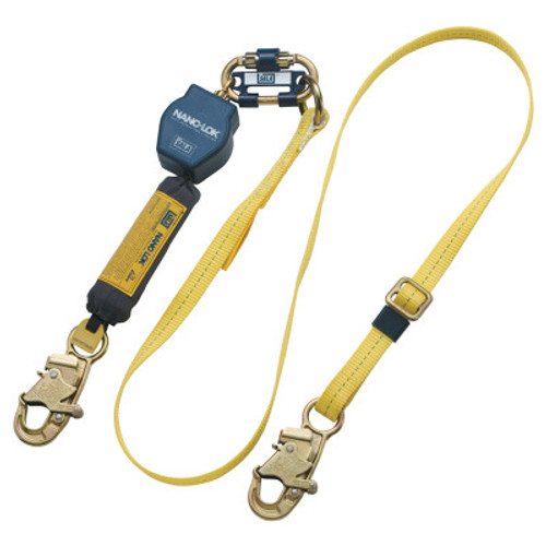 Capital Safety Nano-Lok Web Adjustable Restraint Lanyards, 6 ft, Self-Locking Snap Hook, 1 Leg, 1/EA, #1231075