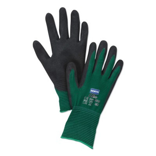 Honeywell NorthFlex-Oil Grip Coated Gloves, Size 8, Black/Green, 12/BX, #NF358M