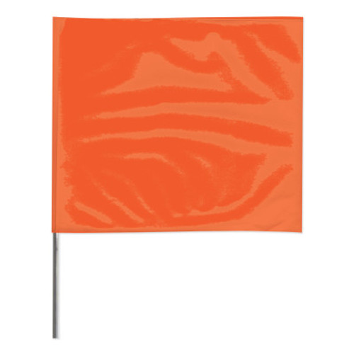 Presco Stake Flags, 4 in x 5 in, 24 in Height, PVC Film, Orange Glo, 100/BDL, #4524OG