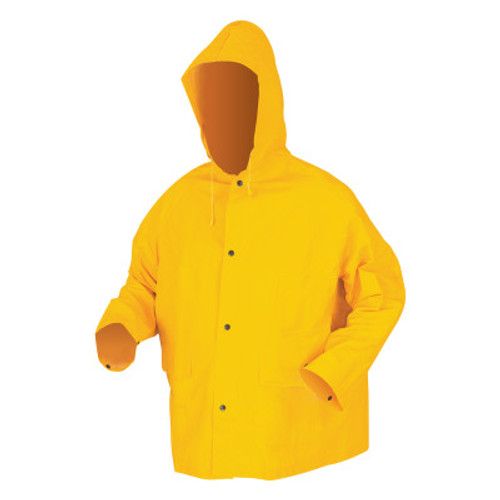 MCR Safety 200JH Classic Series Hooded Rain Jackets, Polyester/PVC, Yellow, 16 in, 3X-Large, 1/EA, #200JHX3