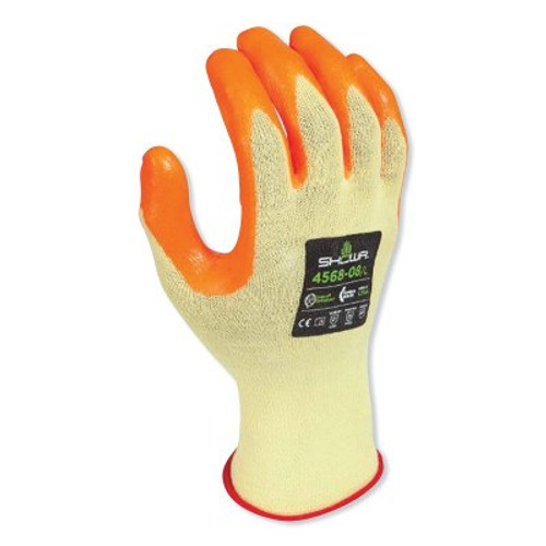 SHOWA Nitrile, Cut Resistant Gloves, Size L, A4 ANSI/ISEA Cut Level, Orange, Yellow,, 12 Pair, #4568L08