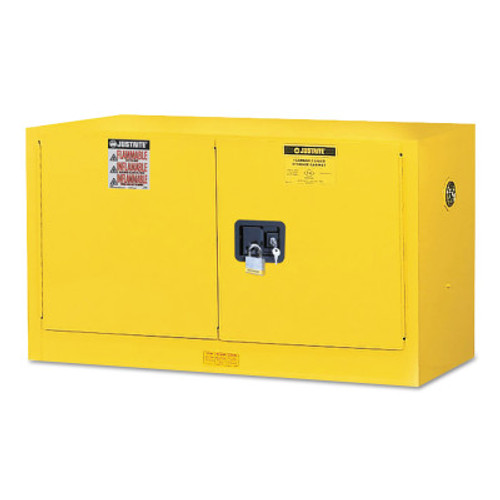 Justrite Yellow Wall Mount Cabinets, Manual-Closing Cabinet, 17 Gallon, 1/EA, #8917008
